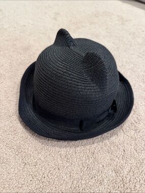 Claire’s Kids Black Cat-Ear Straw Hat - Cute Sun Hat for Children